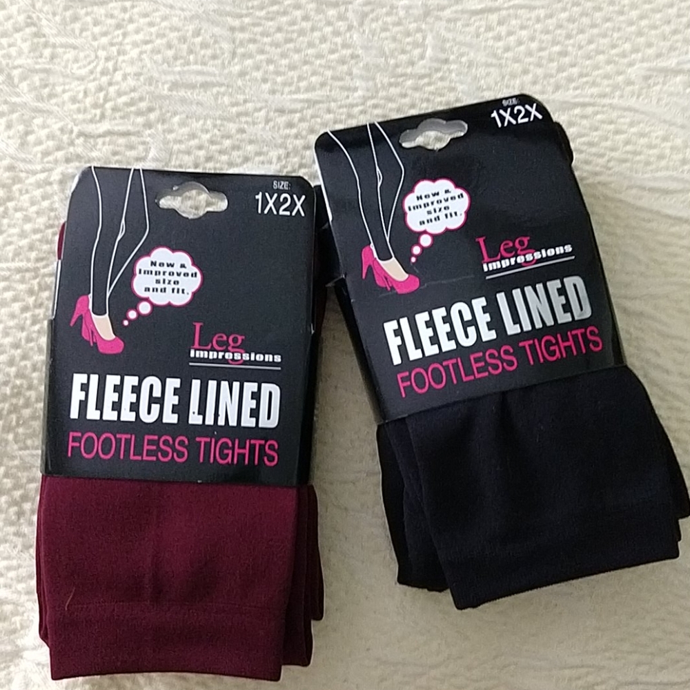 Leg Impressions Fleece Lined Footless Tights NIP